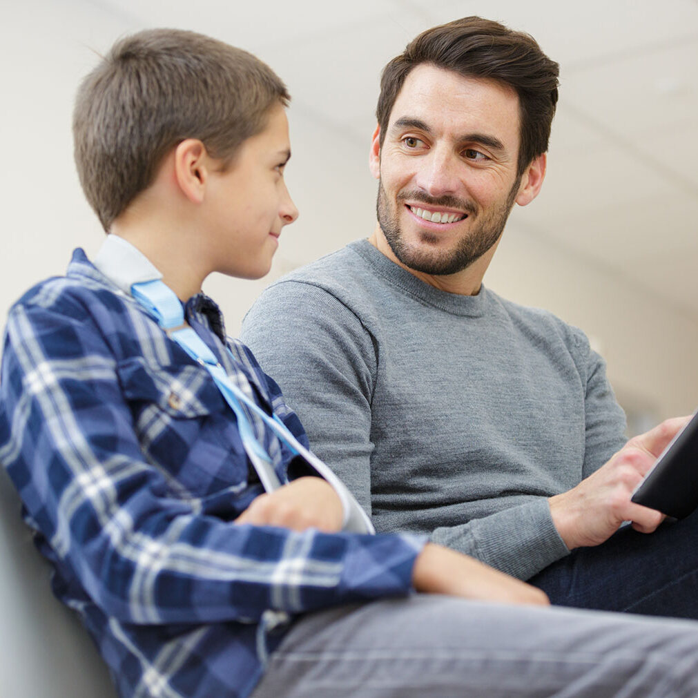 a boy child in doctors waiting room